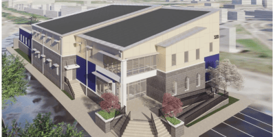Architect's drawing of a new building