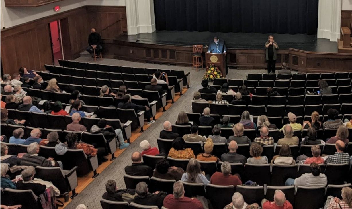 People sitting in an auditorium