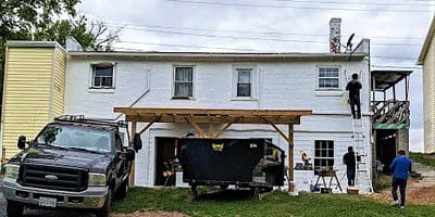 A house with people working on it