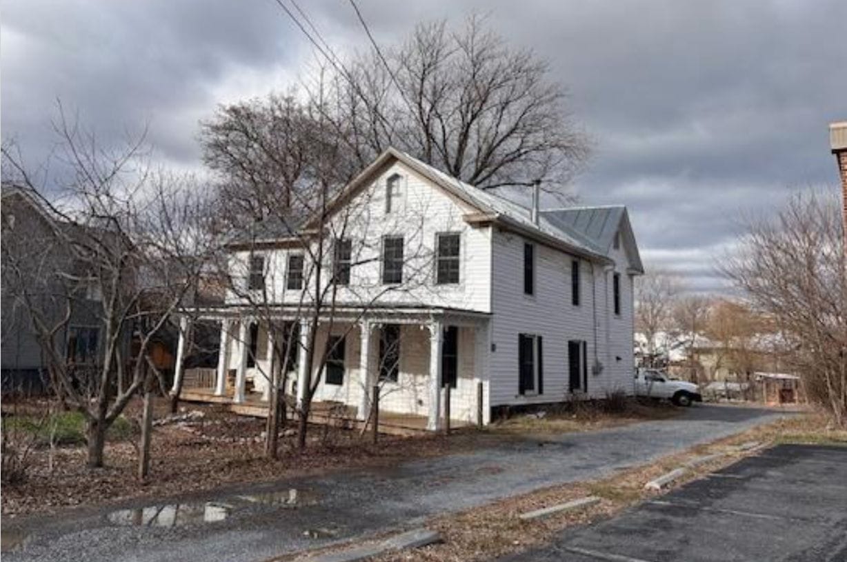 A white two-story house