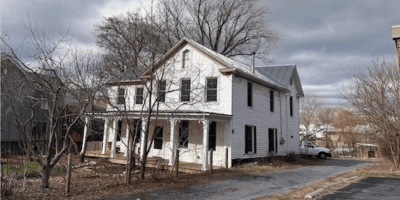 A white two-story house