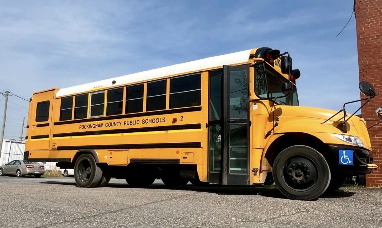 A school bus in a parking lot