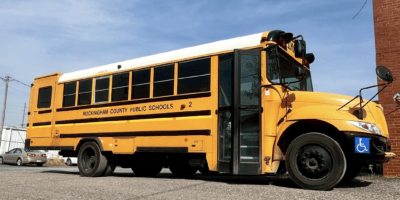 A school bus in a parking lot